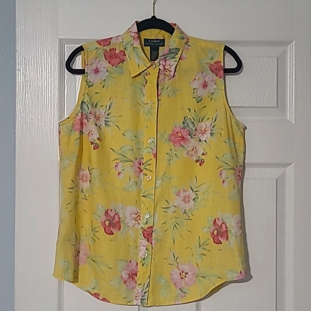 Lauren Ralph Lauren Linen Button Down Tank M